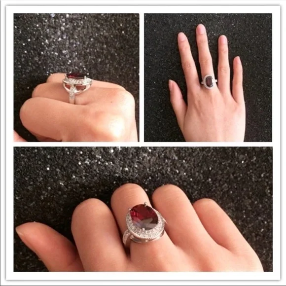New Women’s 925 Silver Oval Cutting Cubic Zirconia Ring - Picture 2 of 2